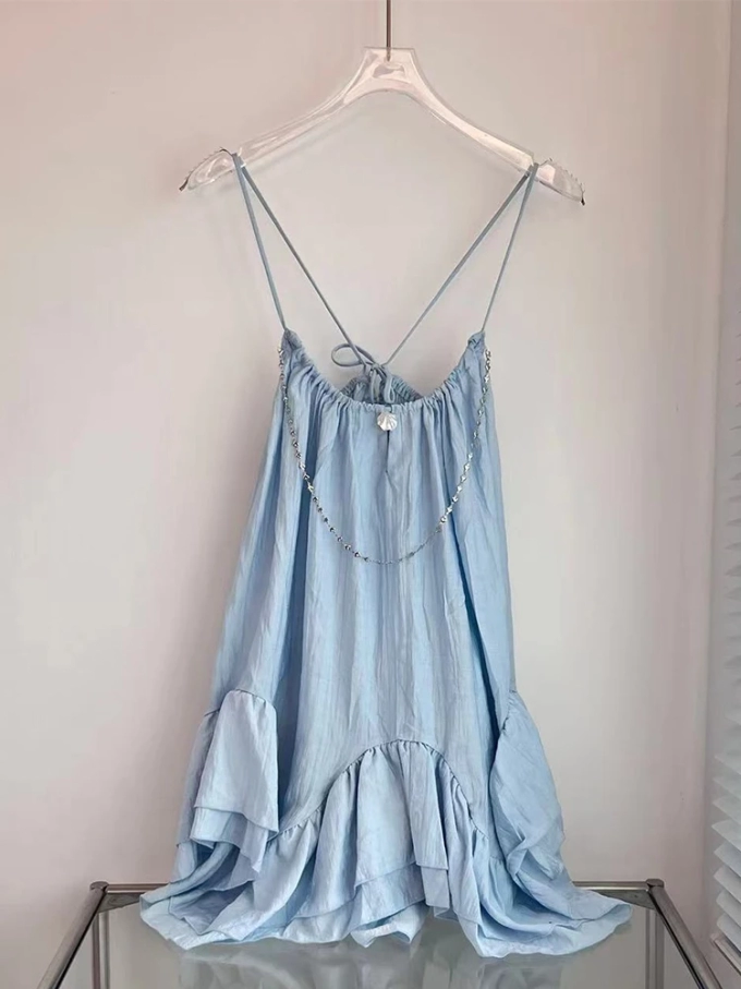 Summer 2000s Aesthetic Spaghetti Strap Mini Ballet Core Dress Design Women Frock Evening Party One-Piece Birthday Night Club Y2k