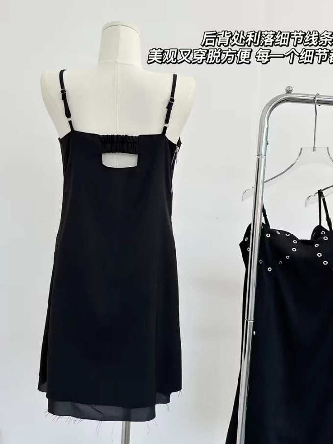 Summer Dark Academia Gothic Mini Cami Dress Women Punk Style Black One-Piece E-girl 2000s Aesthetic Party Y2k Streetwear Club