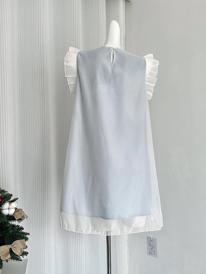 Summer Mori Girl Korean Sleeveless Mini Dress Women Frock Party 2000s Aesthetic Design O-Neck One-Piece Evening Vintage Cute