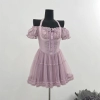 Summer Old Money French Vintage Coquette Dress Women Mini Aesthetic Gyaru Frocks Evening Party Mesh Evening One-Piece Birthday