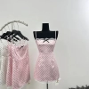 Summer Spaghetti Strap French Coquette Lace Dress Women Mini Polka Dot Aesthetic Vintage Gyaru Frocks Evening Party One-Piece