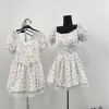 Summer Women Mori Girl Mini A-line Square Collar Dress Lace Patchwork Short Sleeve Frocks French Vintage One-Piece 2000s Party