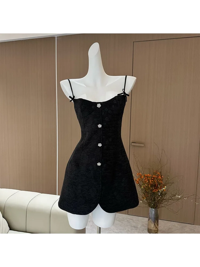 Woman Bodycon Dress Spaghetti Strap Dress A-Line Frocks Robe Knit Jacquard Square Neck Backless Kawaii All-match Gyaru Y2K