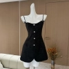 Woman Bodycon Dress Spaghetti Strap Dress A-Line Frocks Robe Knit Jacquard Square Neck Backless Kawaii All-match Gyaru Y2K