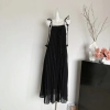 Woman Chiffon A-Line Dress Gauze Halter Dress Square Neck Spaghetti Strap Off Shoulder Fairy Core Frocks One-Piece Aesthetics