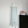 Woman Chiffon A-Line Dress Gauze Halter Dress Square Neck Spaghetti Strap Off Shoulder Fairy Core Frocks One-Piece Aesthetics